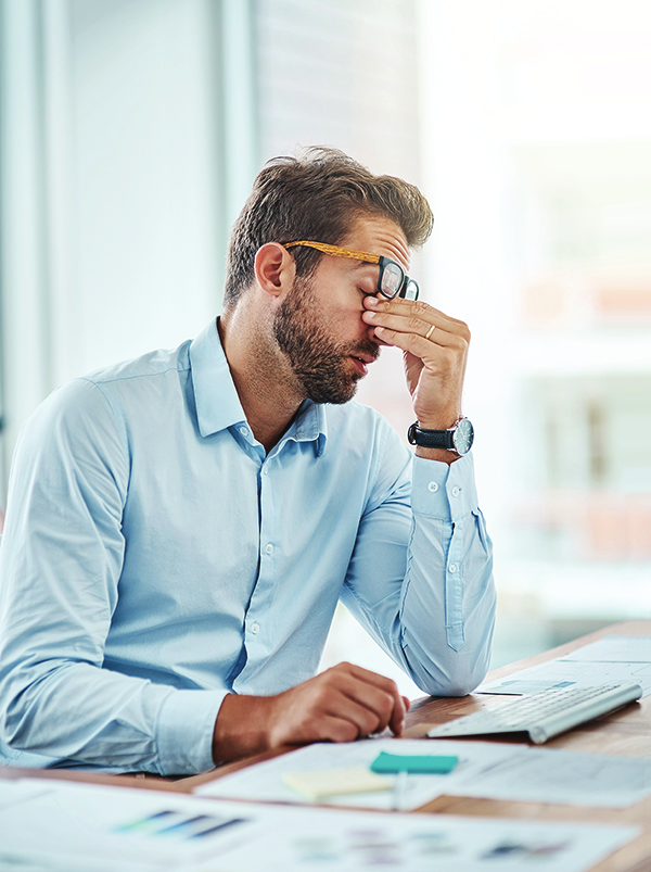 Stressed at desk